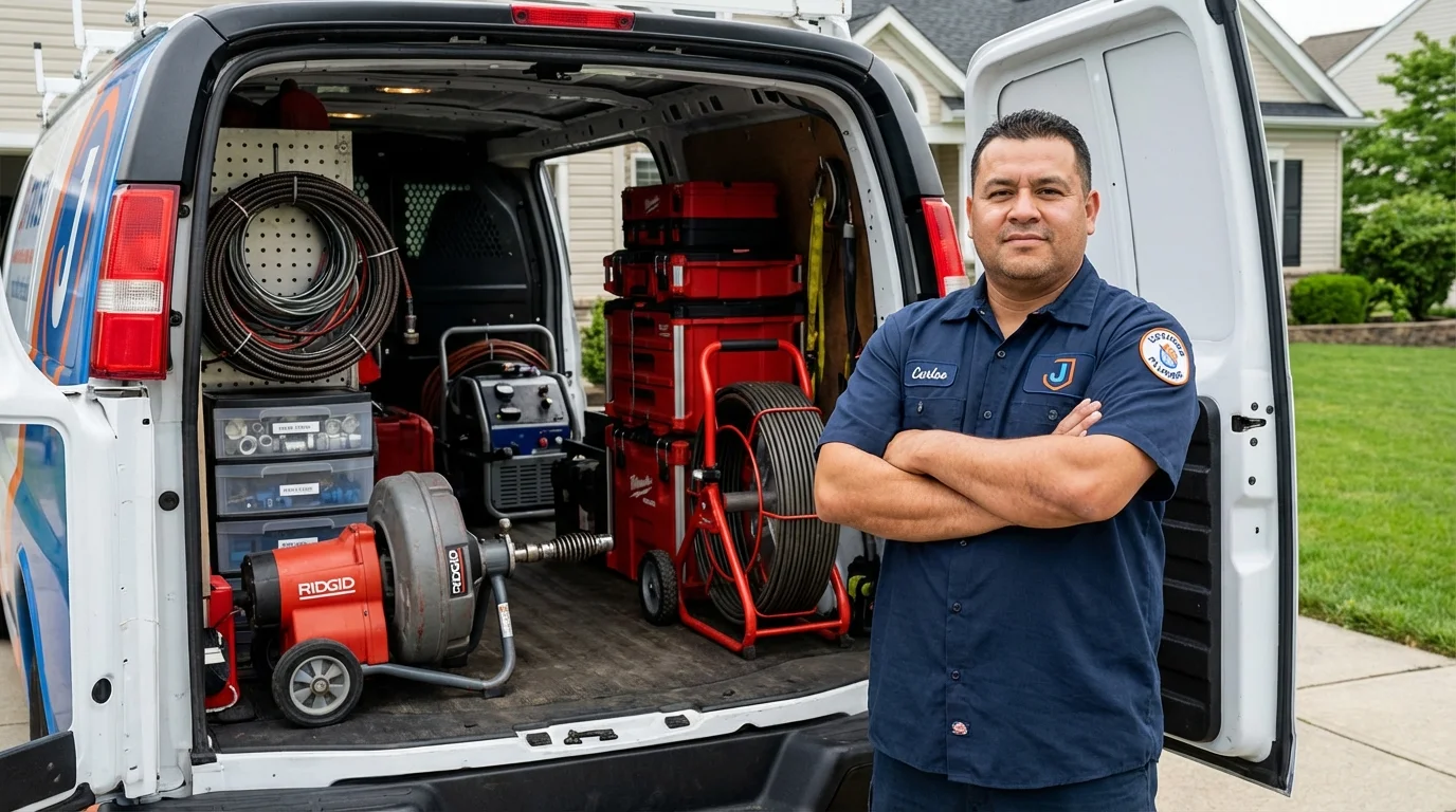 Professional drain cleaning equipment and Johns Plumbing LLC plumber in Cary